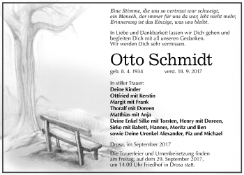 Traueranzeige von Otto Schmidt von Mitteldeutsche Zeitung Köthen