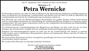 Traueranzeige von Petra Wernicke von Mitteldeutsche Zeitung