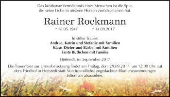 Traueranzeige von Rainer Rockmann von Mitteldeutsche Zeitung Mansfelder Land