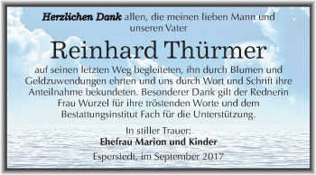 Traueranzeige von Reinhard Thürmer von WVG - Wochenspiegel Merseburg