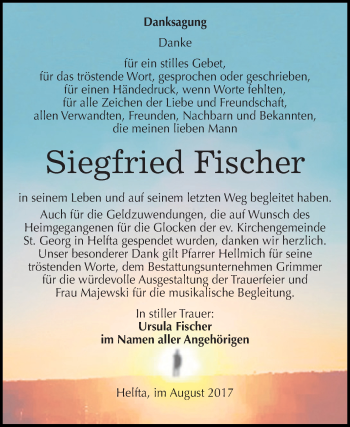 Traueranzeige von Siegfried Fischer von Super Sonntag SGH Mansf. Land