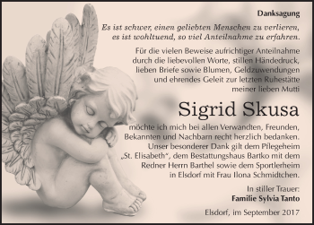 Traueranzeige von Sigrid Skusa von Mitteldeutsche Zeitung Köthen