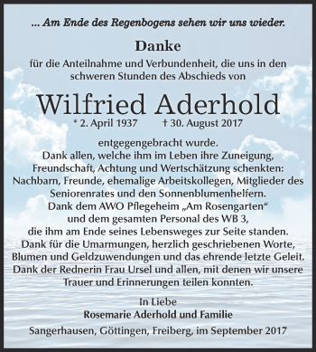 Traueranzeige von Wilfried Aderhold von Super Sonntag SGH Mansf. Land