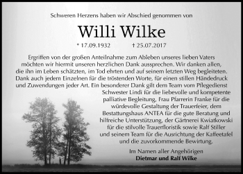 Traueranzeige von Willi Wilke von Mitteldeutsche Zeitung Dessau-Roßlau