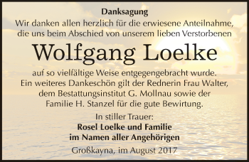 Traueranzeige von Wolfgang Loelke von Mitteldeutsche Zeitung Merseburg/Querfurt