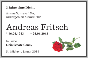 Traueranzeige von Andreas Fritsch von Mitteldeutsche Zeitung Merseburg/Querfurt