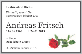 Traueranzeige von Andreas Fritsch von Super Sonntag Merseburg
