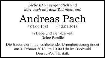 Traueranzeige von Andreas Pach von Mitteldeutsche Zeitung