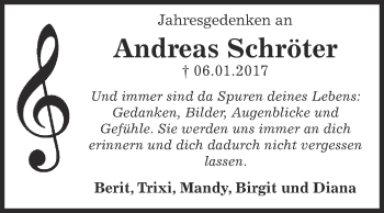 Traueranzeige von Andreas Schröter von Super Sonntag Bernburg
