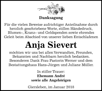 Traueranzeige von Anja Sievert von Mitteldeutsche Zeitung Aschersleben