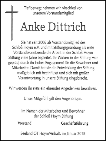 Traueranzeige von Anke Dittrich von Mitteldeutsche Zeitung