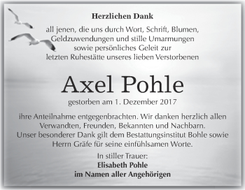 Traueranzeige von Axel Pohle von Super Sonntag Merseburg