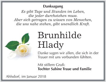 Traueranzeige von Brunhilde Hlady von Mitteldeutsche Zeitung