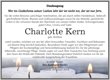 Traueranzeige von Charlotte Kern von Mitteldeutsche Zeitung
