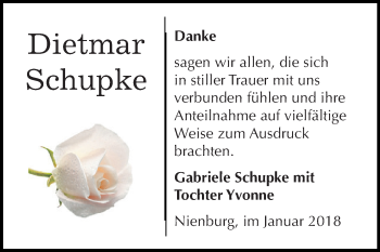Traueranzeige von Dietmar Schupke von Super Sonntag Bernburg