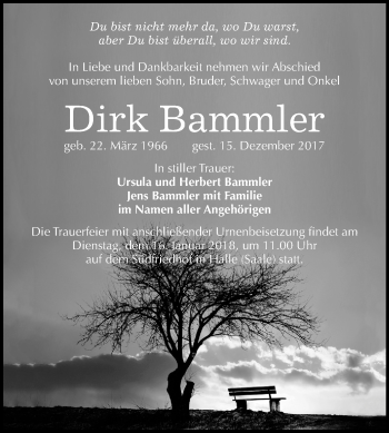 Traueranzeige von Dirk Bammler von Mitteldeutsche Zeitung Halle/Saalkreis