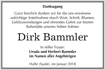Traueranzeige von Dirk Bammler von Mitteldeutsche Zeitung Halle/Saalkreis