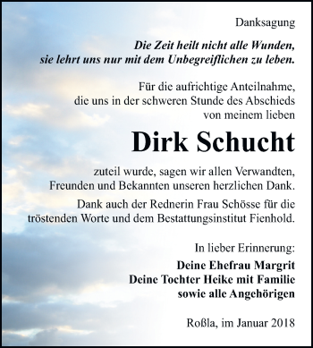 Traueranzeige von Dirk Schucht von Mitteldeutsche Zeitung Sangerhausen