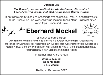 Traueranzeige von Eberhard Möckel von WVG - Wochenspiegel SGH