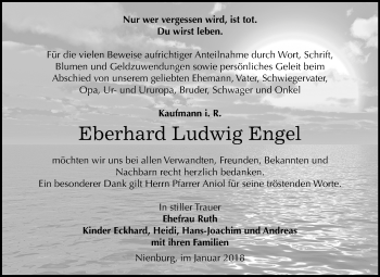 Traueranzeige von Eberhard Ludwig Engel von Mitteldeutsche Zeitung Bernburg