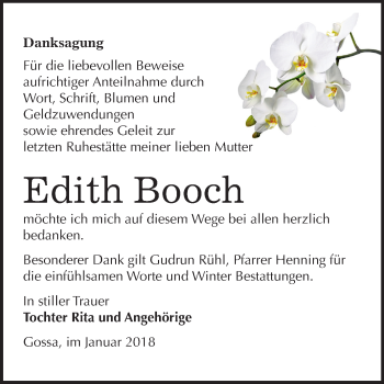 Traueranzeige von Edith Booch von Mitteldeutsche Zeitung Bitterfeld