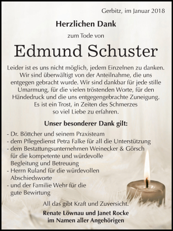 Traueranzeige von Edmund Schuster von Mitteldeutsche Zeitung