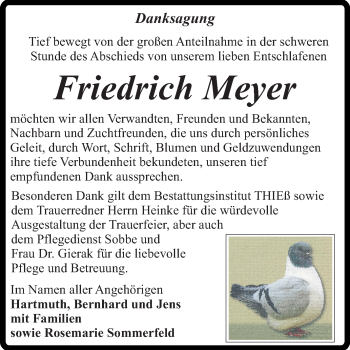 Traueranzeige von Friedrich Meyer von Mitteldeutsche Zeitung Quedlinburg
