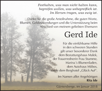 Traueranzeige von Gerd Ide von Mitteldeutsche Zeitung