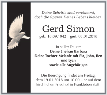 Traueranzeige von Gerd Simon von WVG - Wochenspiegel Merseburg