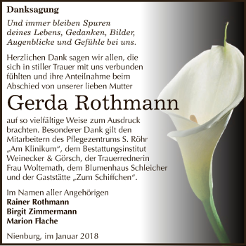 Traueranzeige von Gerda Rothmann von Super Sonntag Bernburg