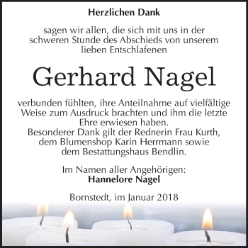 Traueranzeige von Gerhard Nagel von Mitteldeutsche Zeitung