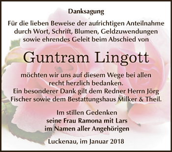 Traueranzeige von Guntram Lingott von Super Sonntag Zeitz