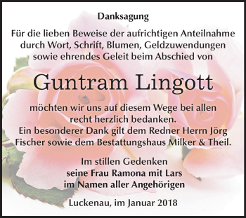 Traueranzeige von Guntram Lingott von Mitteldeutsche Zeitung Zeitz