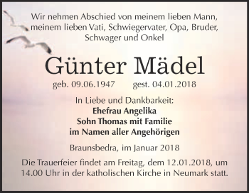 Traueranzeige von Günter Mädel von WVG - Wochenspiegel Merseburg