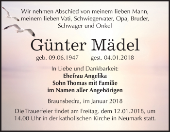 Traueranzeige von Günter Mädel von Mitteldeutsche Zeitung Merseburg/Querfurt