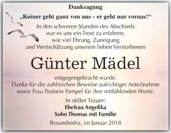 Traueranzeige von Günter Mädel von Mitteldeutsche Zeitung Merseburg/Querfurt