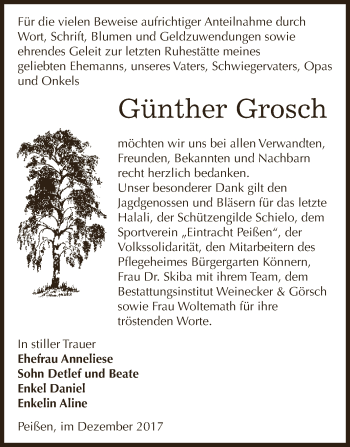 Traueranzeige von Günther Grosch von Super Sonntag Bernburg