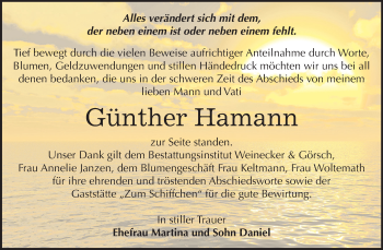 Traueranzeige von Günther Hamann von Mitteldeutsche Zeitung Bernburg