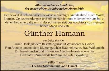 Traueranzeige von Günther Hamann von Super Sonntag Bernburg