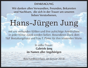 Traueranzeige von Hans-Jürgen Jung von Mitteldeutsche Zeitung Weißenfels