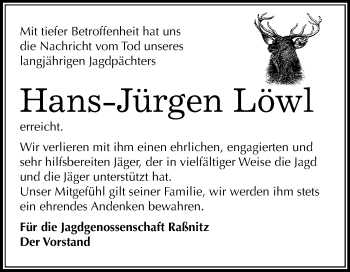 Traueranzeige von Hans-Jürgen Löwl von Mitteldeutsche Zeitung Merseburg/Querfurt