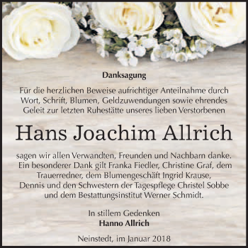 Traueranzeige von Hans Joachim Allrich von WVG - Wochenspiegel Quedlinburg