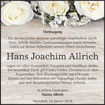 Traueranzeige von Hans Joachim Allrich von Mitteldeutsche Zeitung