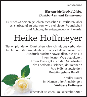 Traueranzeige von Heike Hoffmeyer von Mitteldeutsche Zeitung