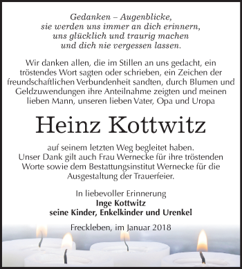 Traueranzeige von Heinz Kottwitz von Mitteldeutsche Zeitung Aschersleben