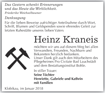 Traueranzeige von Heinz Kraneis von Super Sonntag Merseburg