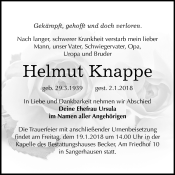 Traueranzeige von Helmut Knappe von Mitteldeutsche Zeitung