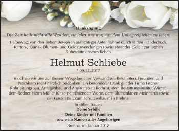 Traueranzeige von Helmut Schliebe von Mitteldeutsche Zeitung Bitterfeld