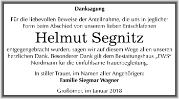 Traueranzeige von Helmut Segnitz von Mitteldeutsche Zeitung