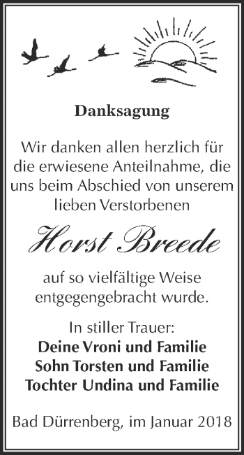 Traueranzeige von Horst Breede von Super Sonntag Merseburg